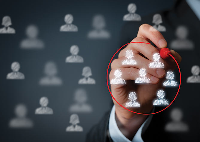 hand circling people icons