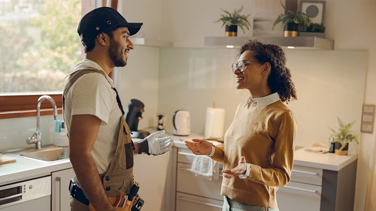 Employee from Florida Window & Door company & Client discussing options