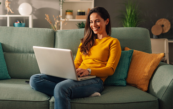 Woman using computer to optimize