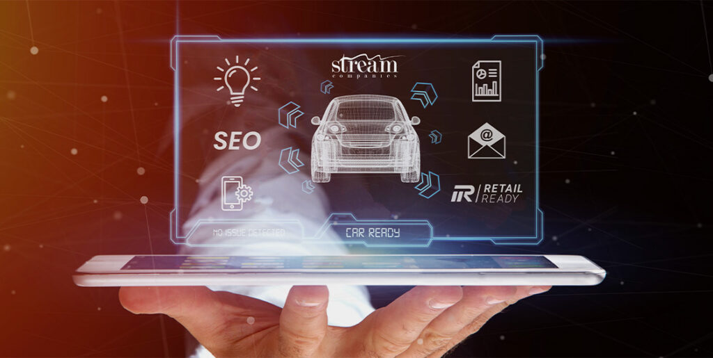 tablet in palm of hand with auto icons